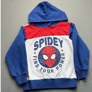 Marvel Spiderman Boys Hoodie Blue Red Colorblock Spidey Find Your Power Size 6
